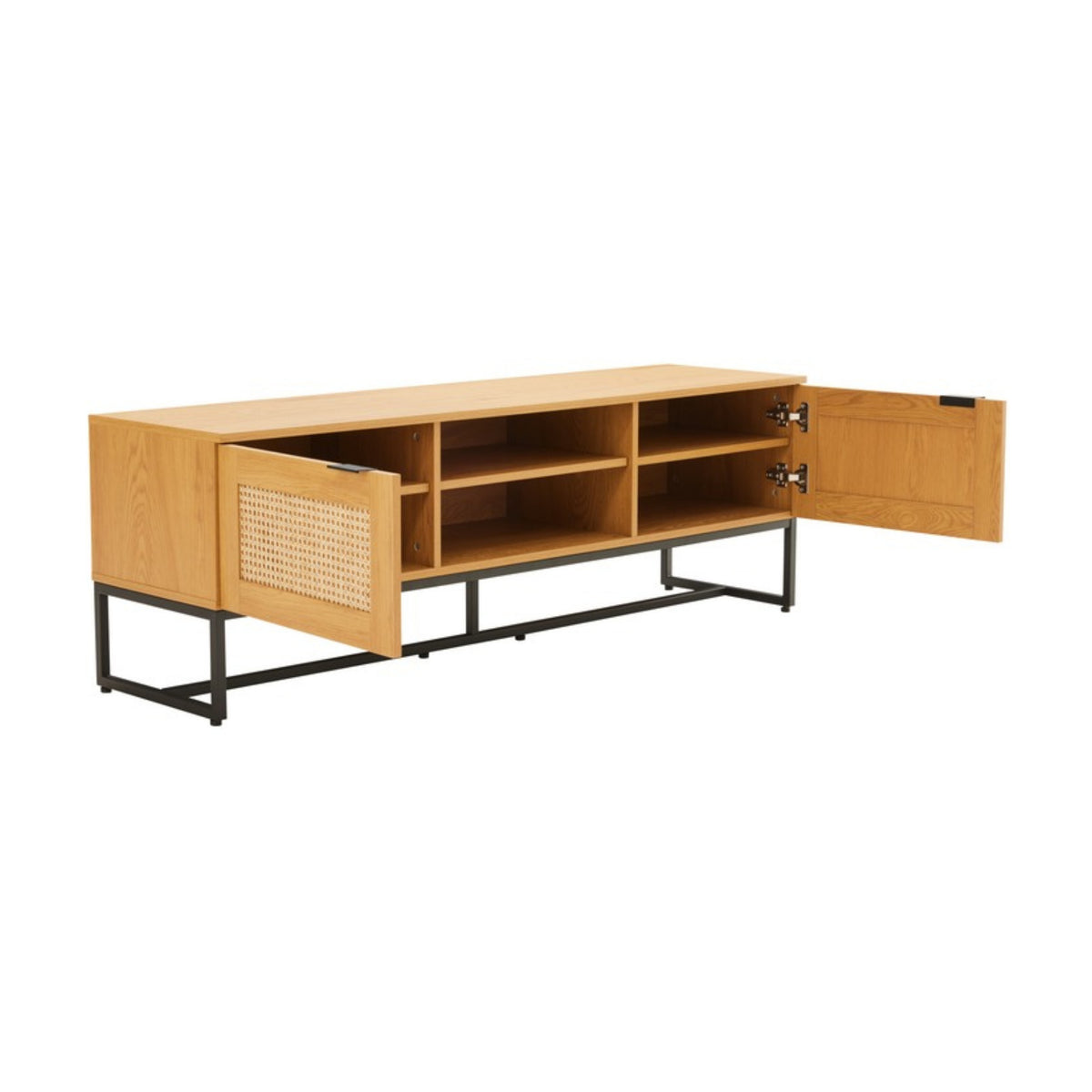 Debora 150cm ETU Entertainment TV Unit Oak, angled view with both doors open