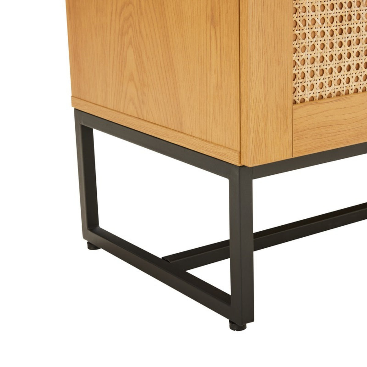 Debora 150cm ETU Entertainment TV Unit Oak, close-up of the black metal frame leg