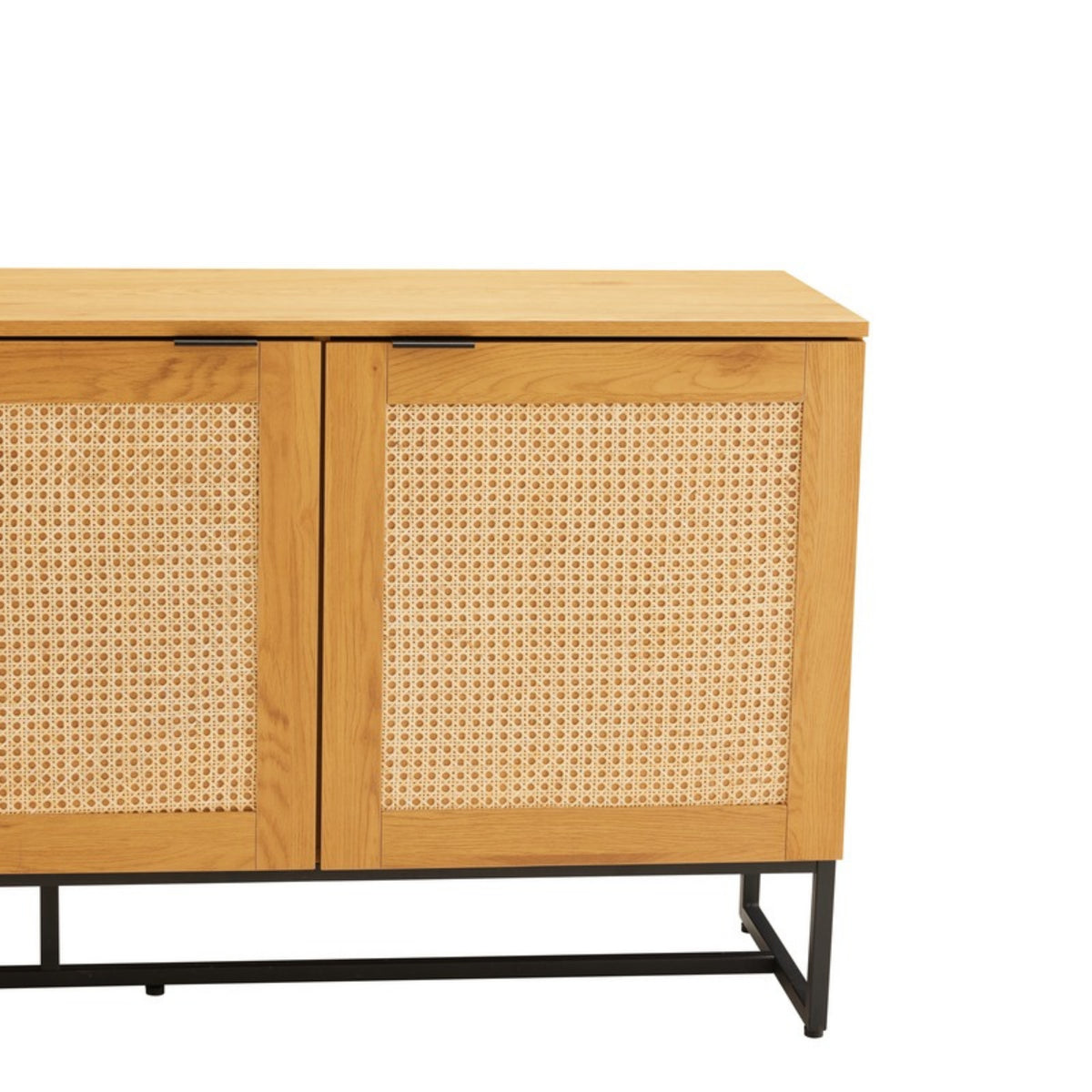 Debora 160cm Sideboard Buffet Table Oak, close-up of the rattan doors