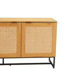 Debora 160cm Sideboard Buffet Table Oak, close-up of the rattan doors