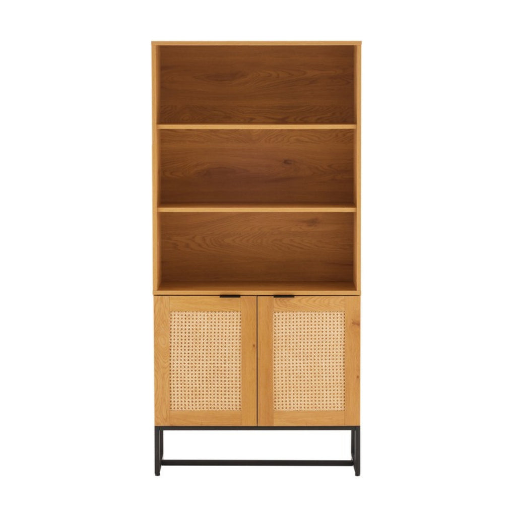 Debora 80cm 2 Door Bookshelf Oak, front view on a white background