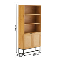 Debora 80cm 2 Door Bookshelf Oak — dimensions diagram