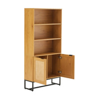 Debora 80cm 2 Door Bookshelf Oak, angled view with the cabinet doors open
