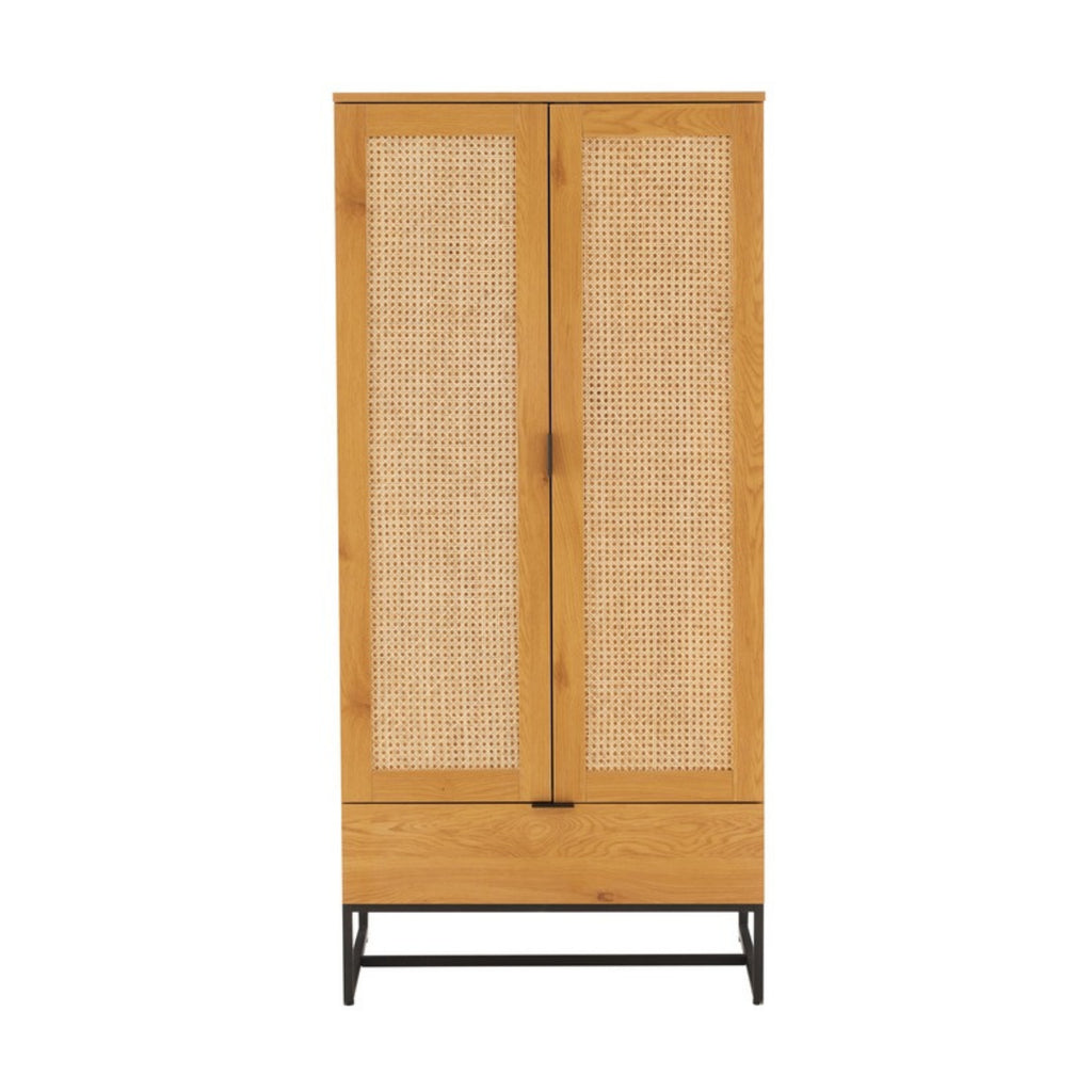 Debora 80cm 2 Door Wardrobe Oak, front view on a white background