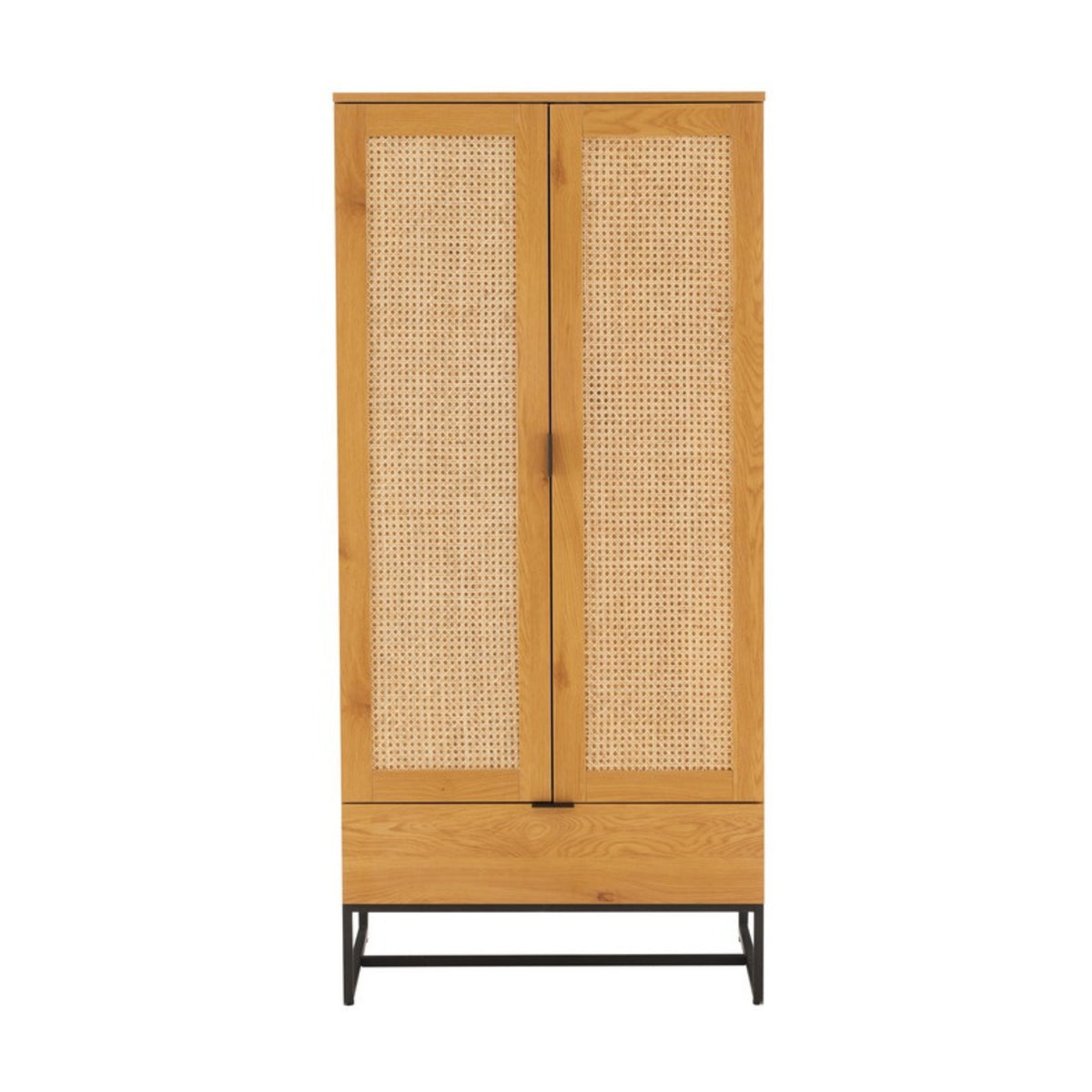 Debora 80cm 2 Door Wardrobe Oak, front view on a white background