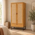 Debora 80cm 2 Door Wardrobe Oak, in a bedroom beside the bed