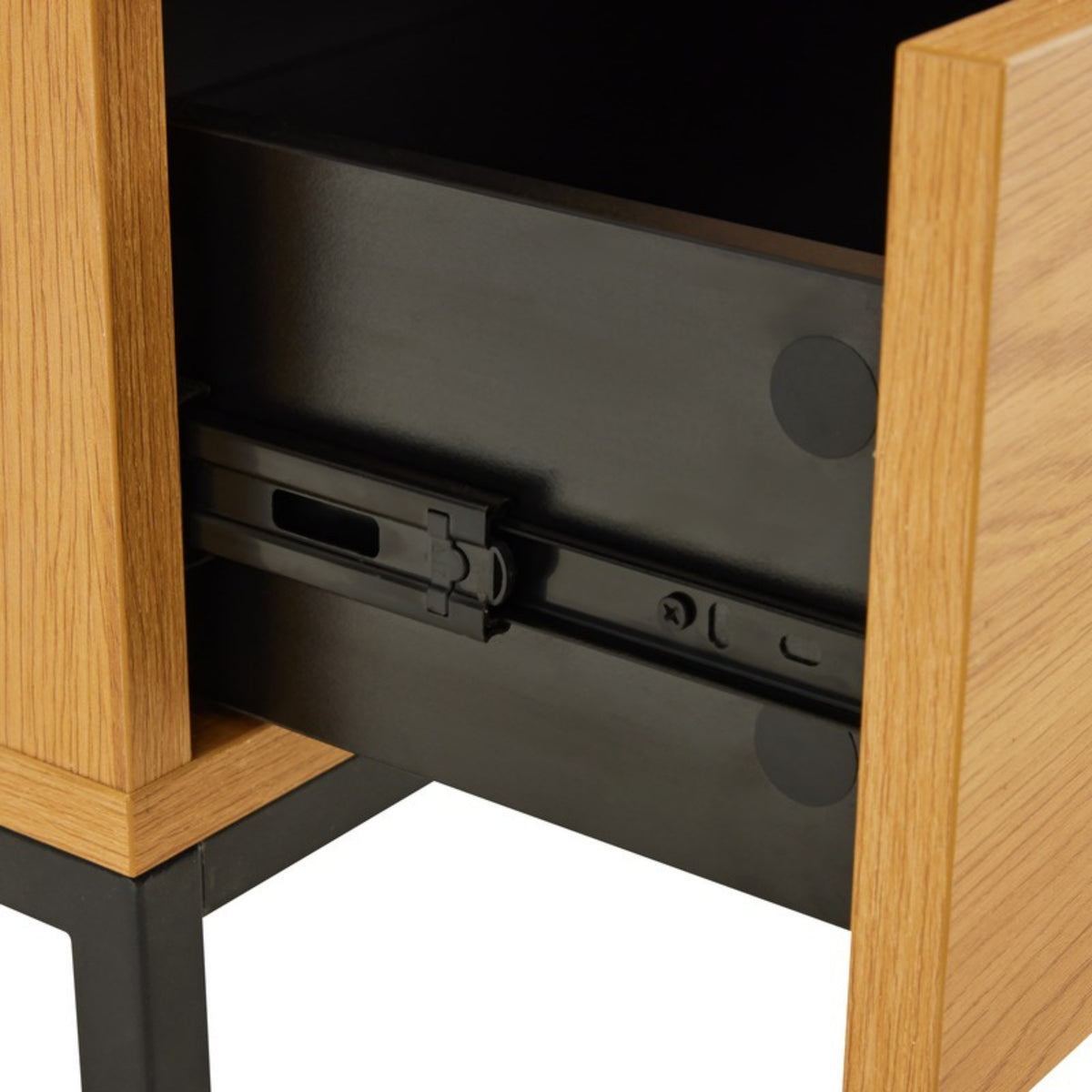 Debora 80cm 2 Door Wardrobe Oak, close-up of the drawer runner