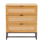 Debora 80cm Tallboy Chest of 3 Drawers Oak, front view on a white background