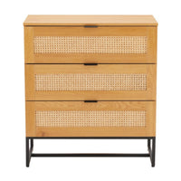 Debora 80cm Tallboy Chest of 3 Drawers Oak, front view on a white background