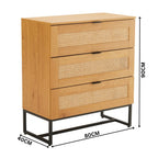 Debora 80cm Tallboy Chest of 3 Drawers Oak — dimensions diagram