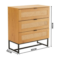 Debora 80cm Tallboy Chest of 3 Drawers Oak — dimensions diagram