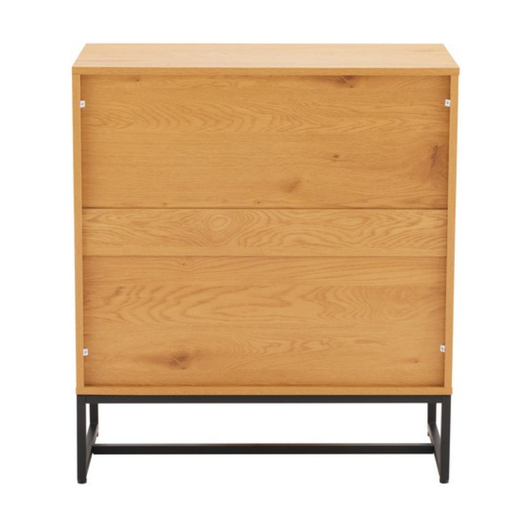 Debora 80cm Tallboy Chest of 3 Drawers Oak, rear view