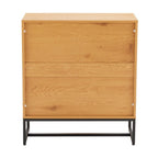 Debora 80cm Tallboy Chest of 3 Drawers Oak, rear view