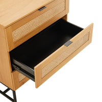 Debora 80cm Tallboy Chest of 3 Drawers Oak, close-up of an open drawer