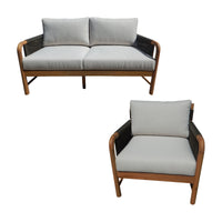 Denpasar 1+2 Seater Outdoor Sofa Lounge Chair Set Solid Acacia Timber Wood Natural