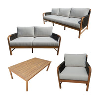 Denpasar 1+2+3 Seater Outdoor Sofa Lounge Chair Coffee Table Set Solid Acacia Natural