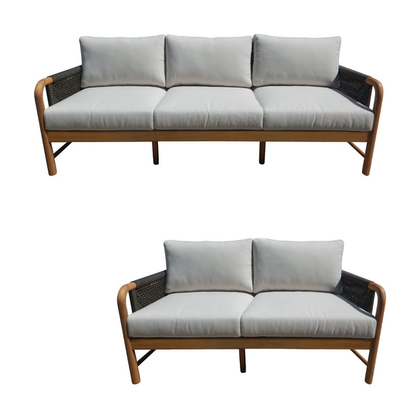Denpasar 2+3 Seater Outdoor Sofa Lounge Chair Set Solid Acacia Timber Wood Natural