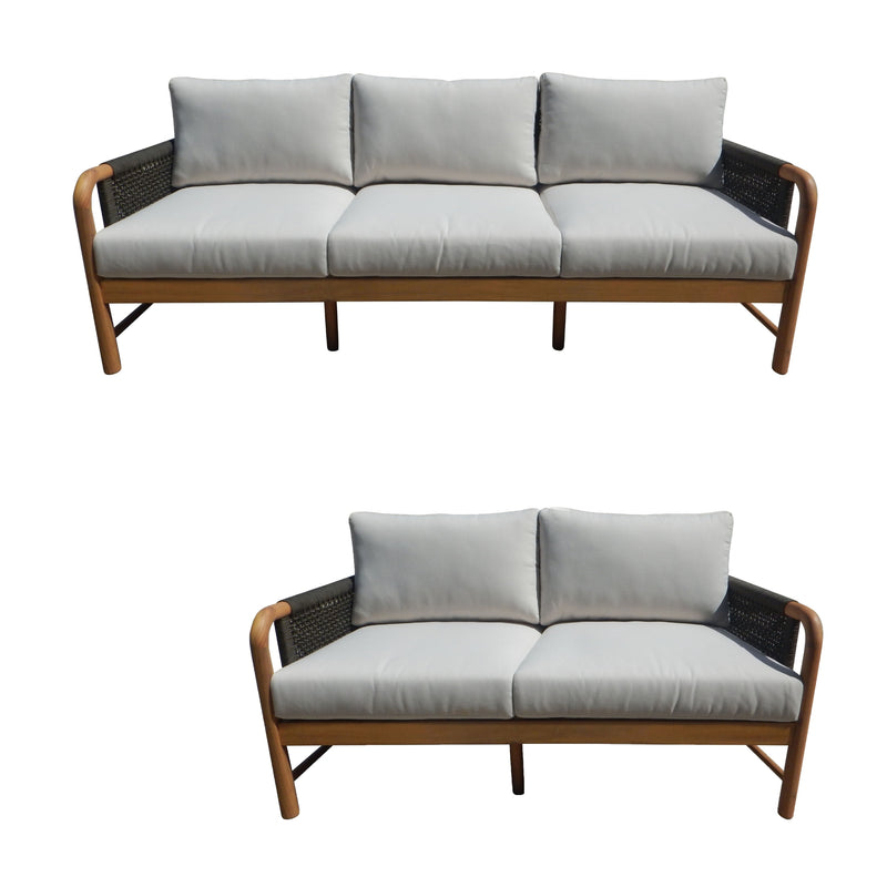 Denpasar 2+3 Seater Outdoor Sofa Lounge Chair Set Solid Acacia Timber Wood Natural