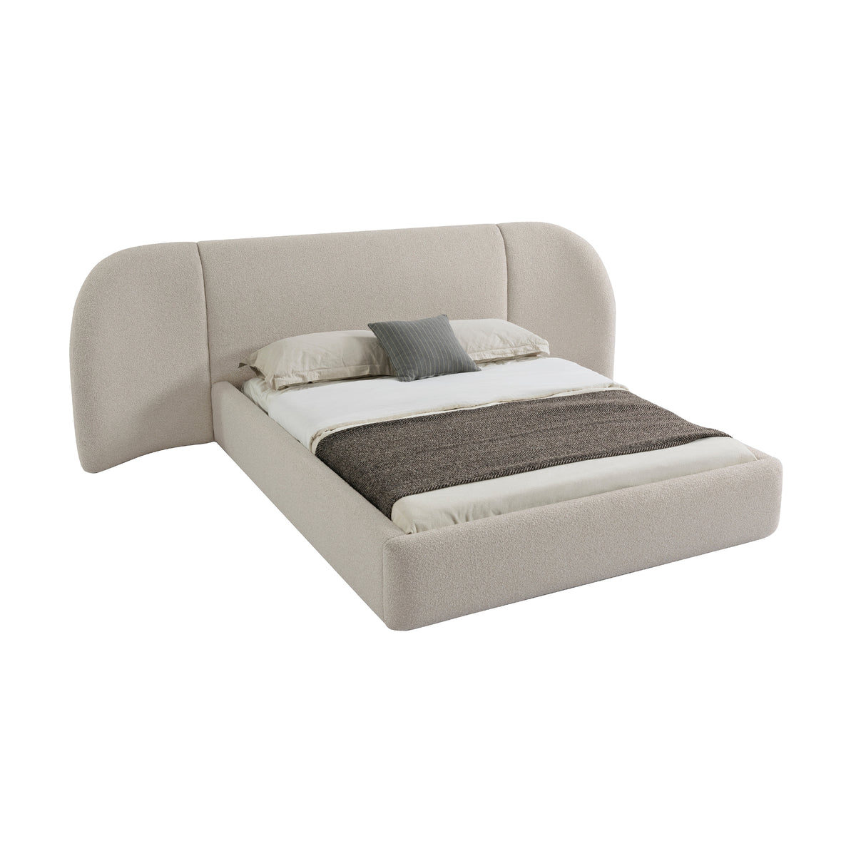 Divan King Bed Natural Boucle