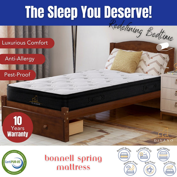 Divano Bedding 16cm Mattress Medium Firm Bonnell Spring Single 