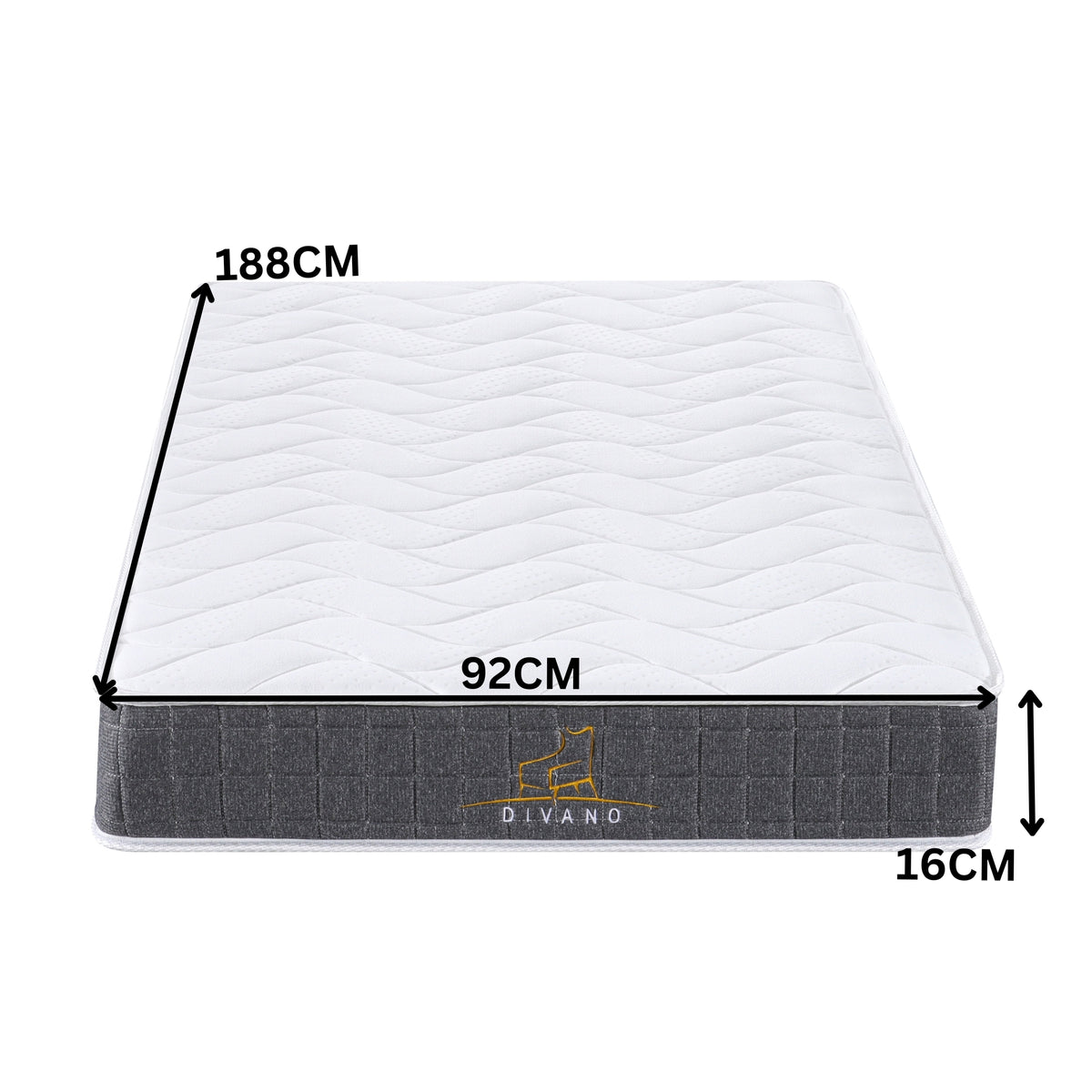 Divano Bedding 16cm Mattress Medium Firm Bonnell Spring Single 