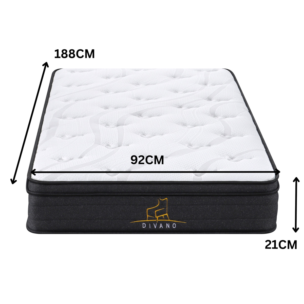 Divano Bedding 21cm Mattress Pillow Top Bonnell Spring Single 