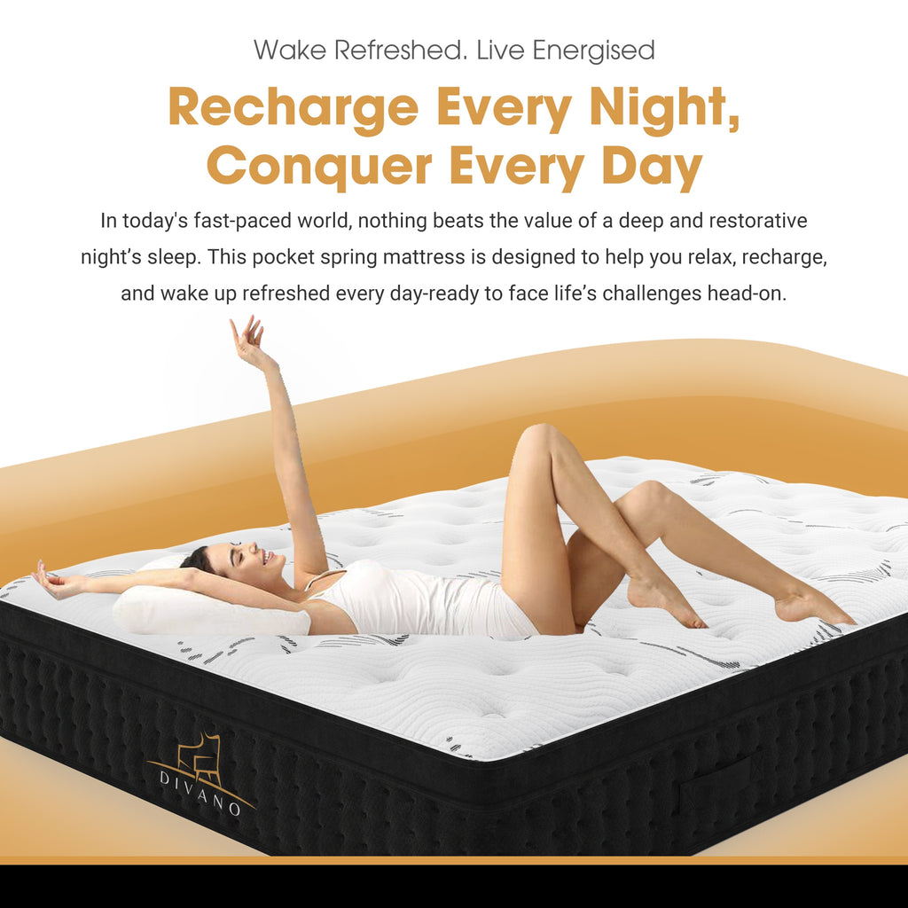 Divano Bedding 32cm Mattress Euro Top Pocket Spring Single 