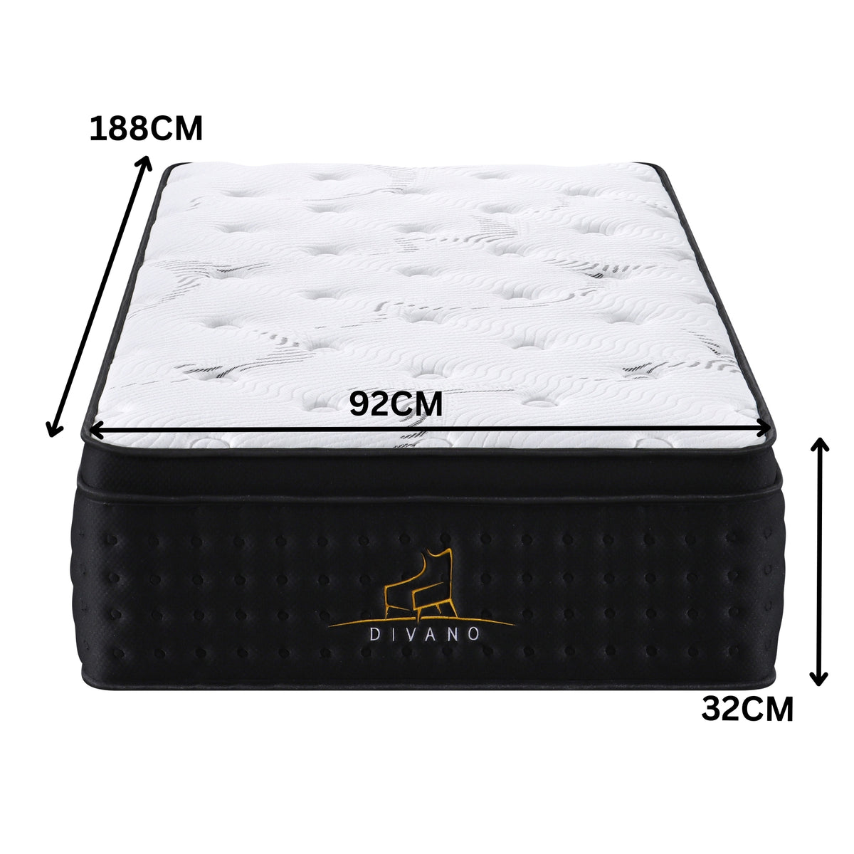 Divano Bedding 32cm Mattress Euro Top Pocket Spring Single 