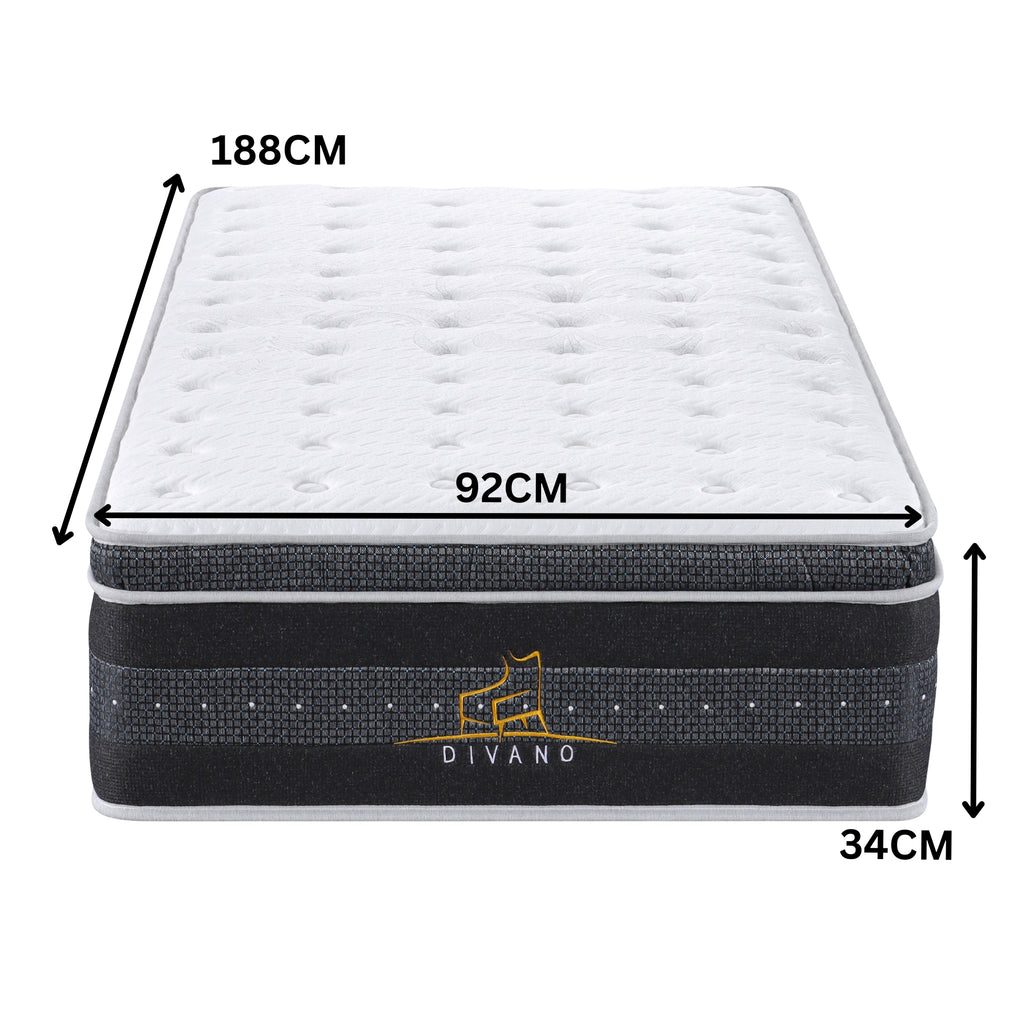 Divano Bedding 34cm Mattress Euro Top Pocket Spring Single 