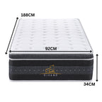 Divano Bedding 34cm Mattress Euro Top Pocket Spring Single 