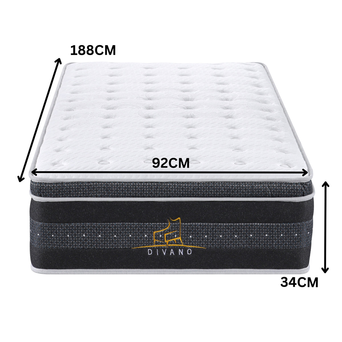 Divano Bedding 34cm Mattress Euro Top Pocket Spring Single 