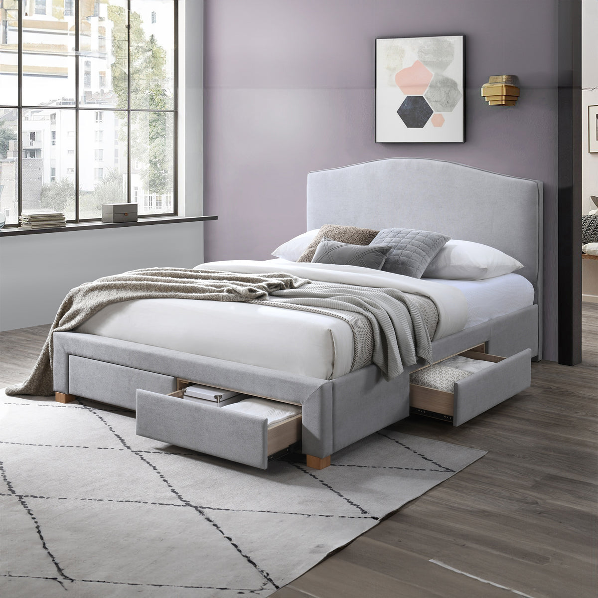 Donna Queen Bed Frame 4 Drawer Storage Grey