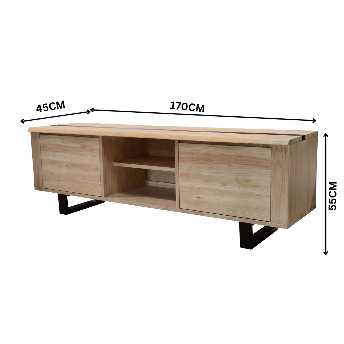 Dori 170cm ETU Entertainment TV Unit Black Natural