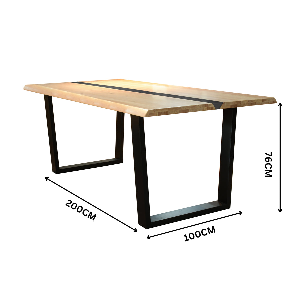 Dori 200cm Dining Table Black Natural