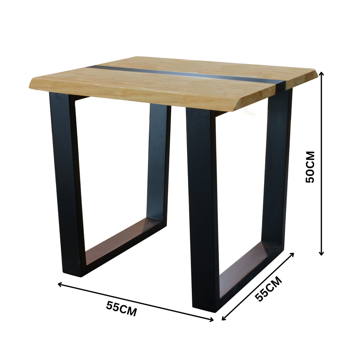Dori 55cm Lamp Side Table Black Natural