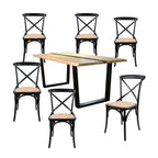 Dori 7pc Dining Table Set 6 Cross Back Chair Natural