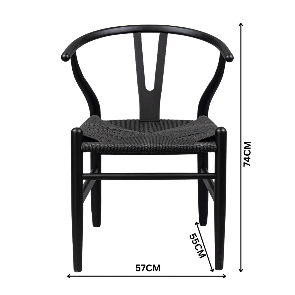 Dori 7pc Dining Table Set 7 Wishbone Black Chair Natural