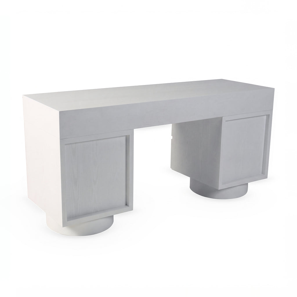 Dorit 172cm 7 Drawer Home Office Desk White, rear three-quarter view on a white background showing the finished back