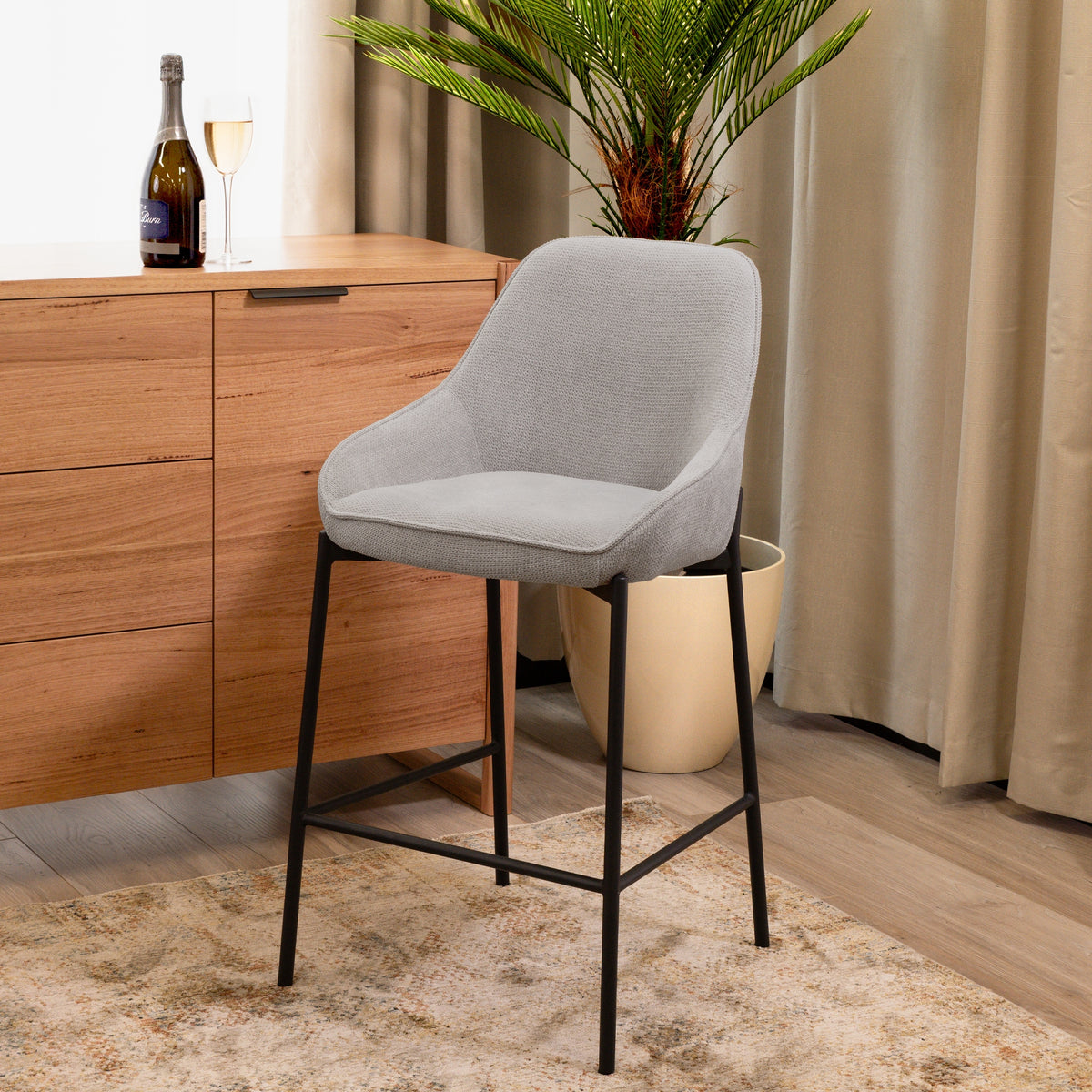 Dorris 2pc Set Bar Chair Barstool Light Grey