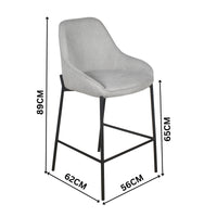 Dorris 2pc Set Bar Chair Barstool Light Grey