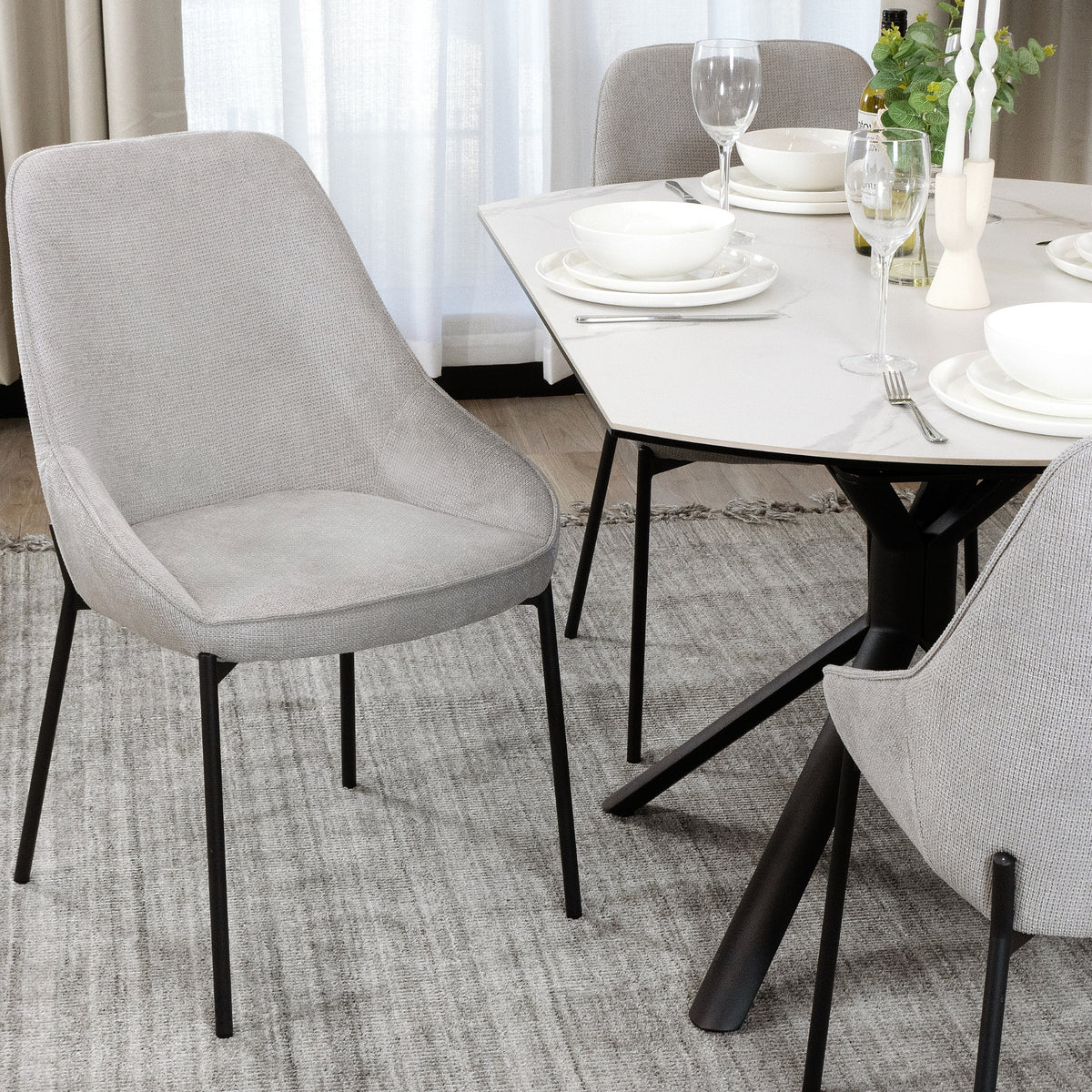 Dorris 2pc Set Dining Chair Light Grey