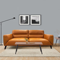 Downy Leather Sofa 2 Seater Tangerine