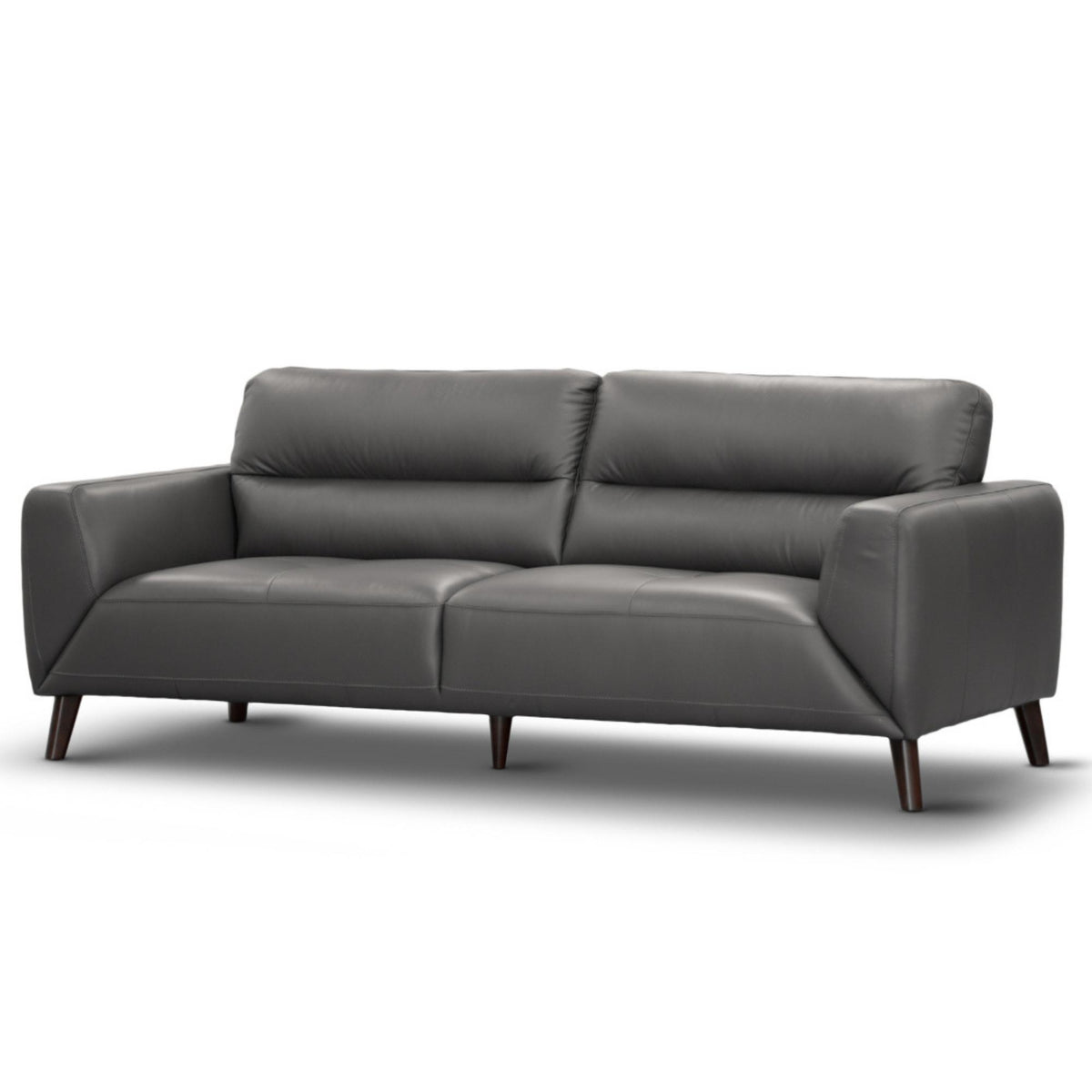 Downy Leather Sofa 3 Seater Gunmetal