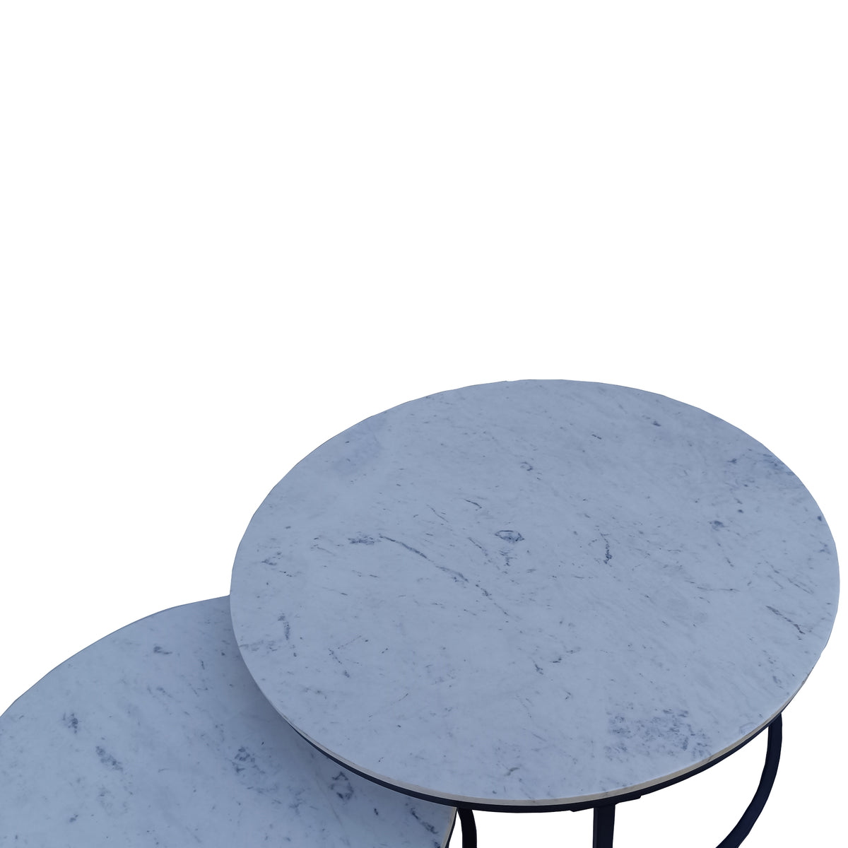Duet 2pc Set Round Nesting Coffee Table Marble Top White 