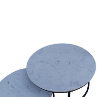 Duet 2pc Set Round Nesting Coffee Table Marble Top White 