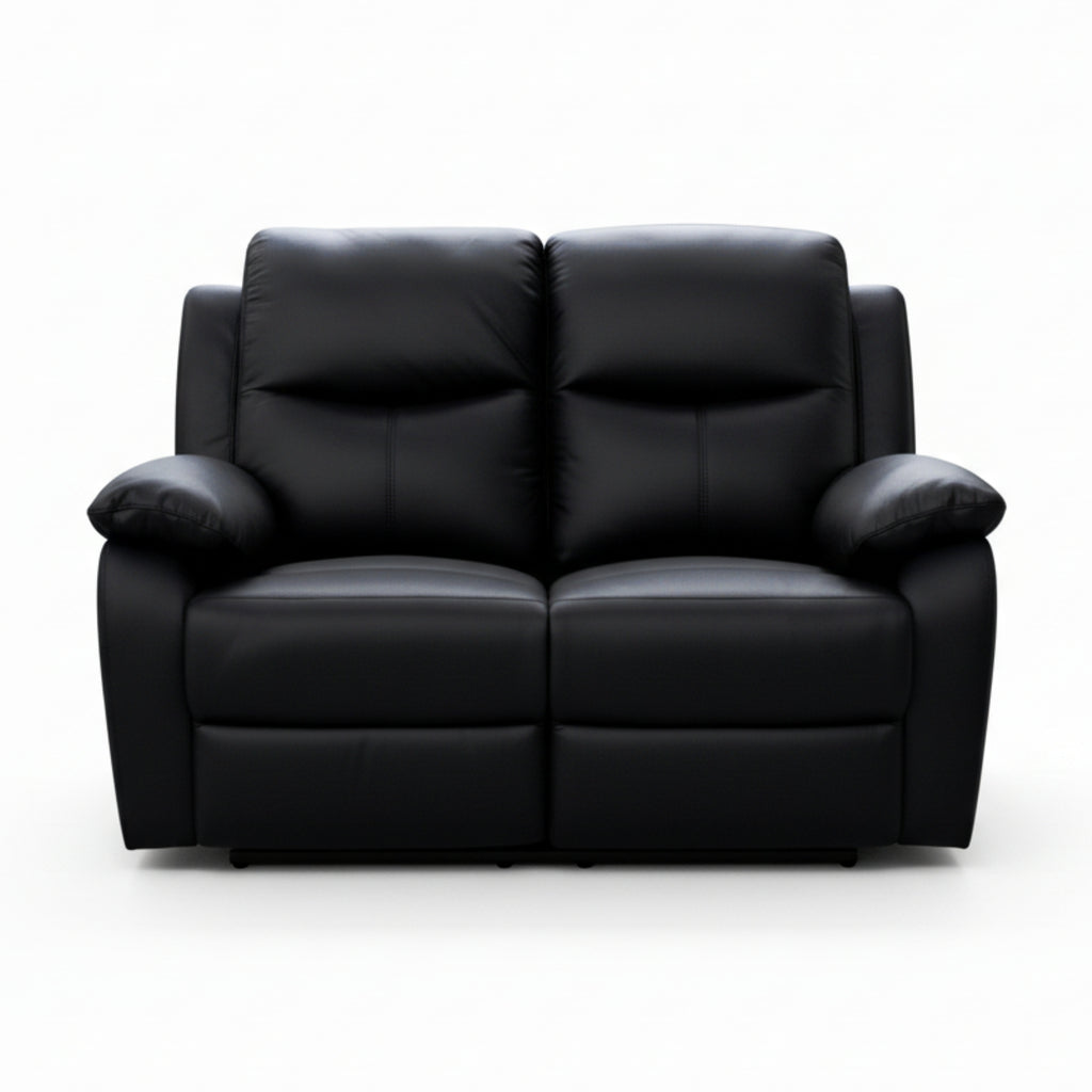 Duke 2 Seater Manual Recliner Genuine Leather Black
