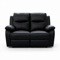 Duke 2 Seater Manual Recliner Genuine Leather Black