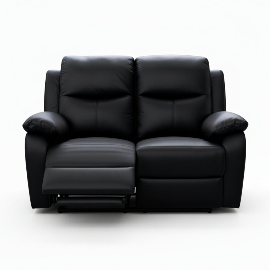 Duke 2 Seater Manual Recliner Genuine Leather Black