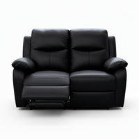 Duke 2 Seater Manual Recliner Genuine Leather Black