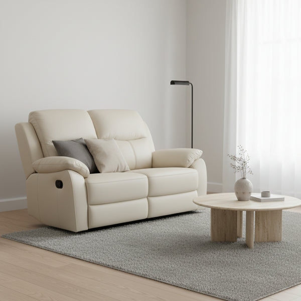 Duke 2 Seater Manual Recliner Genuine Leather Wheat Grey